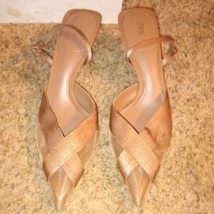 Zara Women's Brown Woven Mules